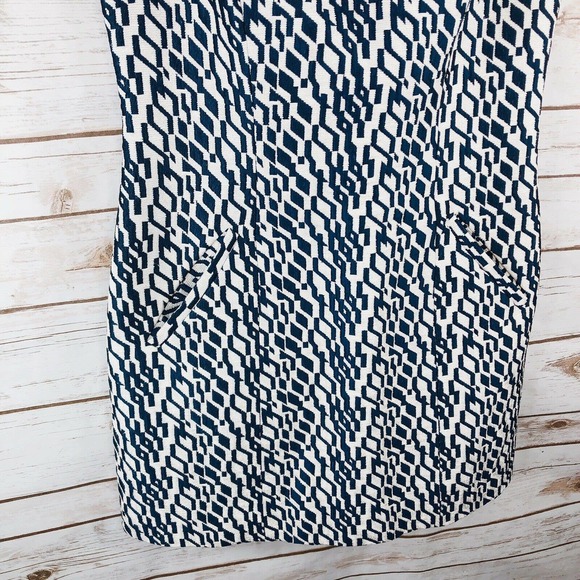 Anthropologie Moulinette Soeurs beaded neckline blue & white lined Dress Size 2 - Picture 5 of 11